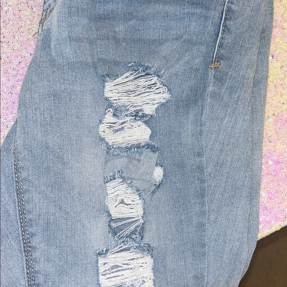 Mudd Skinny Blue Jeans with Distressed Details - Picture 4 of 6